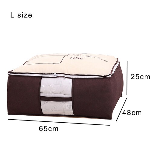 neue vlies Kleidung Lagerung Tasche Schrank Wandschrank Organizer Klapp Gewand Decke Lagerung Tasche für Bettwäsche Decke Kissen: Braun-L