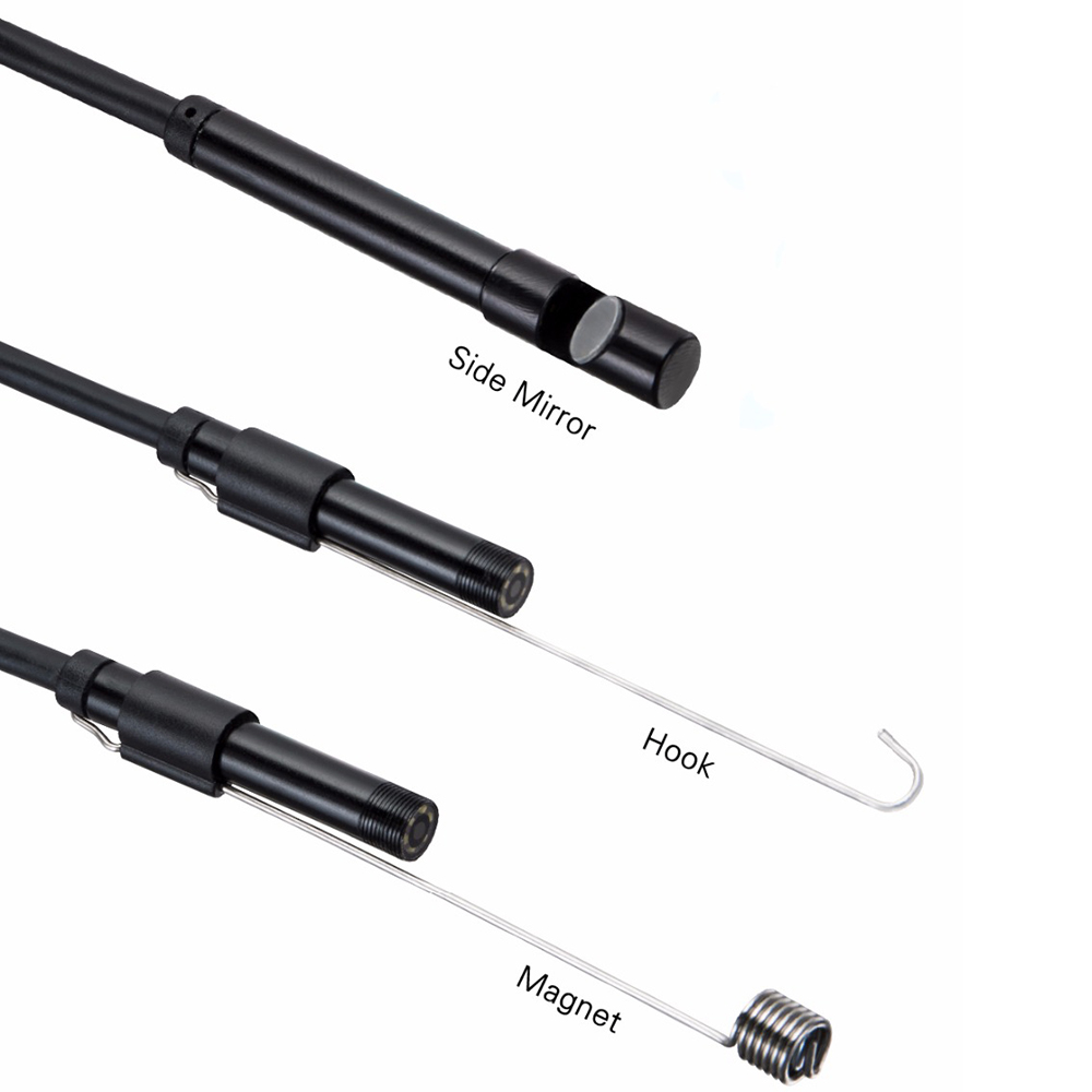 USB Endoscope Camera Semi-rigid Hard Cable 7/5.5MM IP67 Waterproof 6LEDs Borescope Inspection Camera Windows Macbook PC Android