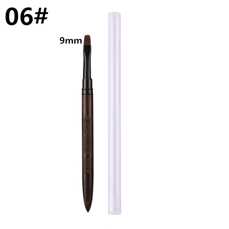 Pincel redondo con mango de madera para decoración de uñas, espátula Triangular, línea de pintura de dibujo, herramientas de manicura de Metal redondas y planas: plum