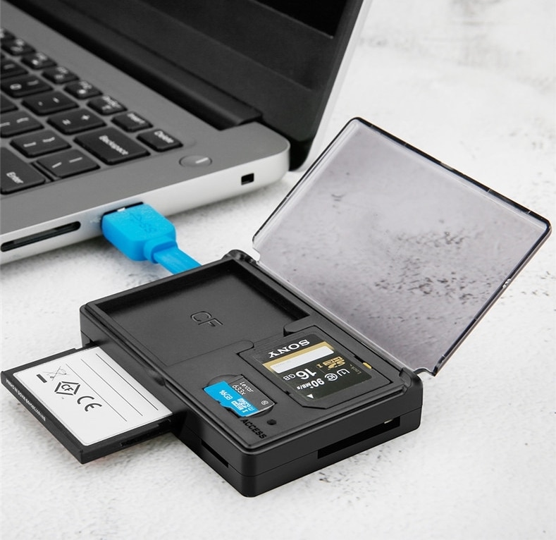 USB 3.0 high speed Multi card reader with storage box support SD CF TF memory card