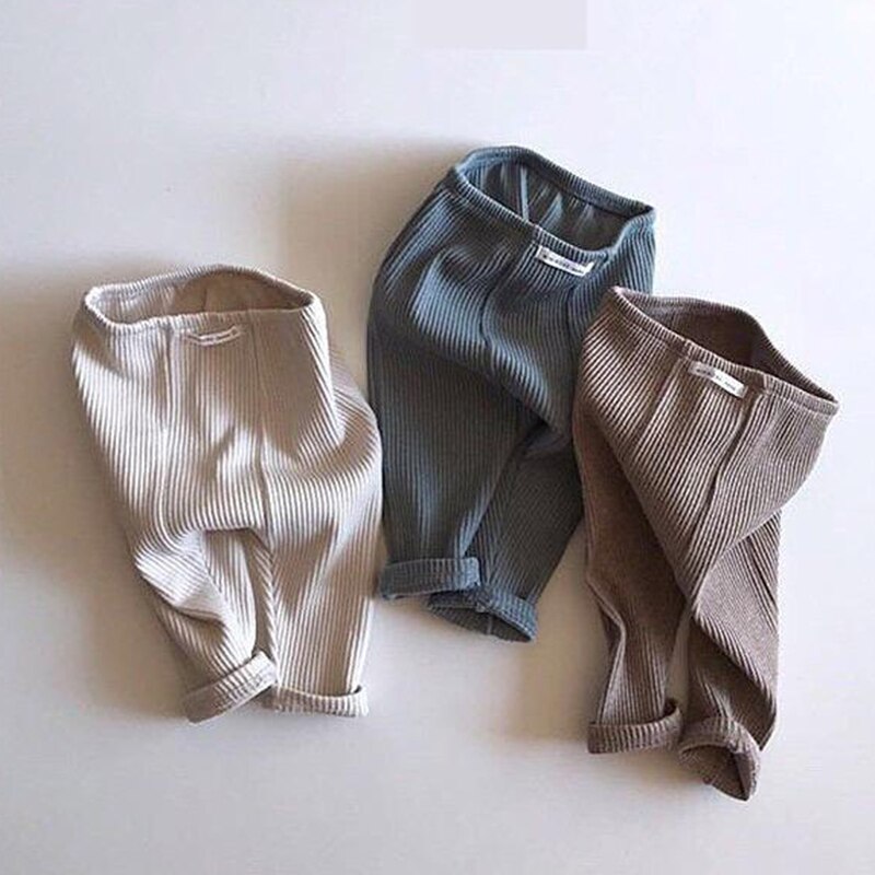 Modis Peuter Kids Baby Geribbelde Herfst Casual Broek Solid Fit Gestreepte Geplooide Elastische Band Baby Meisjes Jongens Bodems Broek