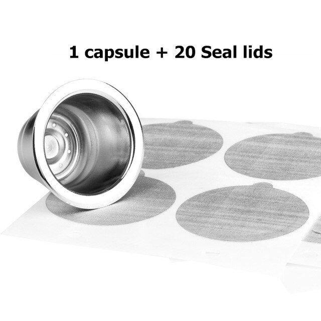 Couvercle en aluminium pour capsule de café rechargeable/jetable, autocollant autocollant compatible avec la machine nespresso: 1 tasse 20 couvercles