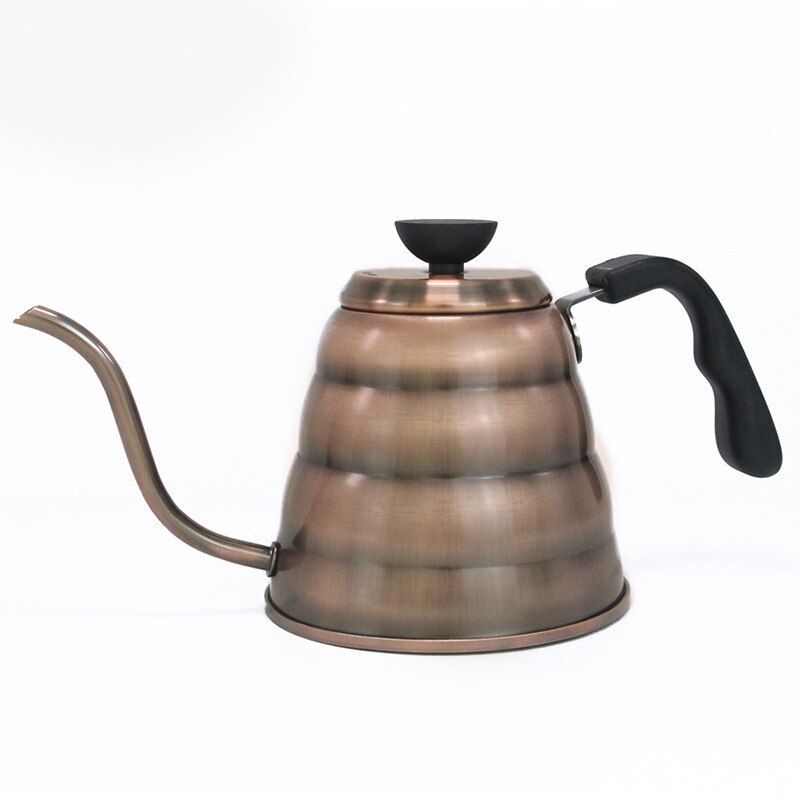 Cafetera de acero inoxidable con caño largo, hervidor de café con cuello de cisne por goteo, termo, termómetro, 1.2L, 1000ml: Bronze 1.2L