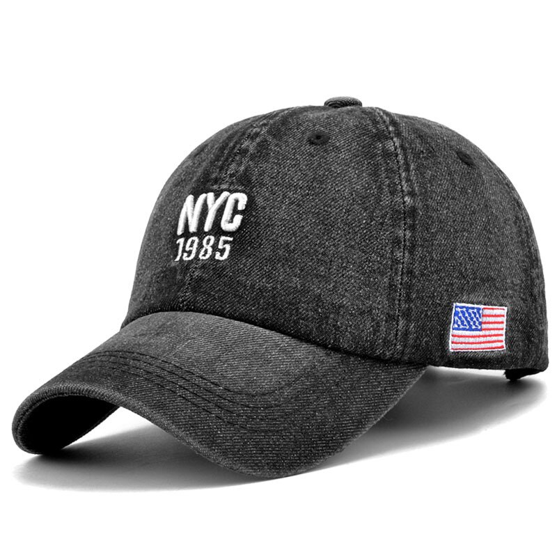 Stenbukken 3d bogstaver broderi baseball kasket udendørs sport golf kasketter trucker hat mænds og kvinders universelle hatte: Nyc sort