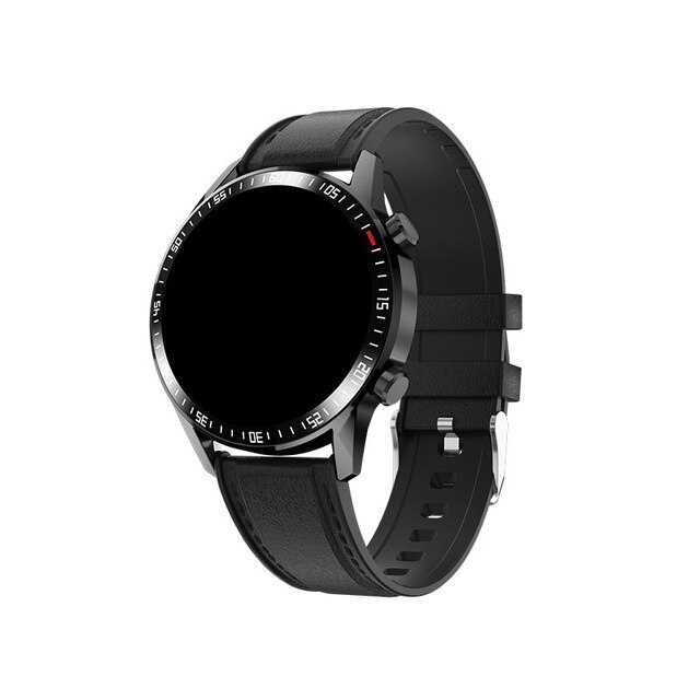 Q88 montre intelligente Bluetooth appel 46MM plein rond moniteur de fréquence cardiaque cadran réponse Sport Fitness hommes Smartwatch: Black Leather