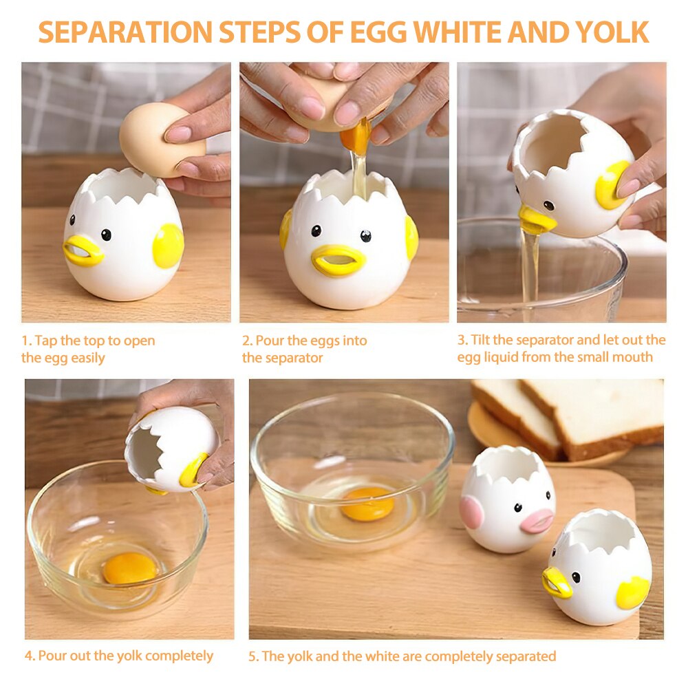DIOZO Cute Cartoon Chicken Egg Yolk White Separator Ceramics Ceramic Cartoon Chick Egg Separator Dining Cooking Kitchen Gadget