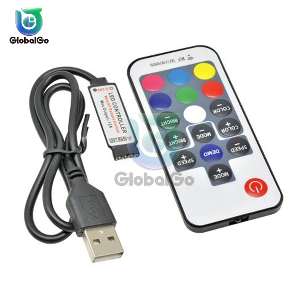 Rgb -17 led-strip licht flexibele lint led-lichtstrip rgb-tape diode  dc 5v afstandsbedieningsadapter