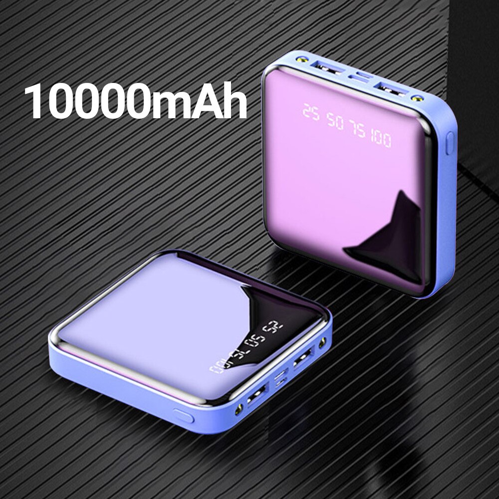 FLOVEME 20000mAh Power Bank For iPhone 7 8 Samsung Xiaomi Portable Mirror LED Digital Display External Battery Charger Powerbank: 10000mAh Blue