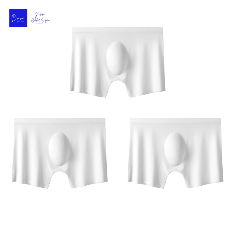 3 uds. Calzoncillos Boxer para hombre, bragas de seda helada para hombre, ropa interior Sexy sin costuras, calzoncillos para hombre, bragas finas y transpirables de secado rápido: L / Beige