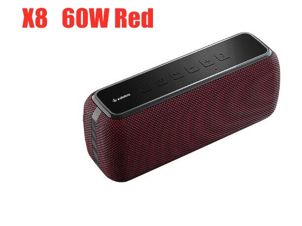 60W bluetooth speaker bass subwoofer IPX5 Waterproof Portable Column Type-c voice assistant speakers Music Center 15H play time: X8 red