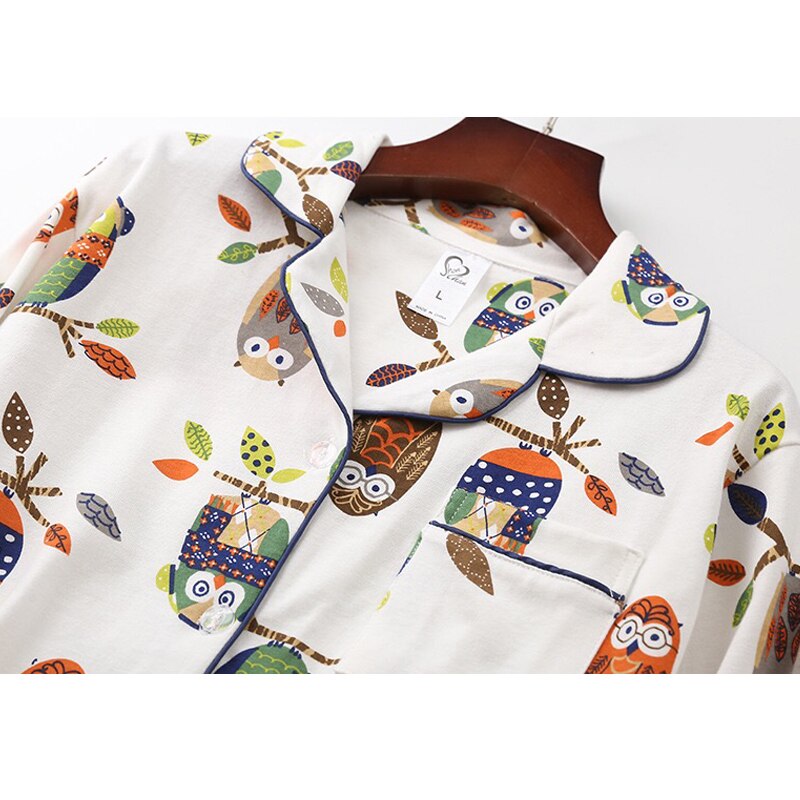 Pyjama dames s 100%  katoenen 2-- delige pyjama lange mouwen broek nachtkleding herfst winter pyjama dames print cartoon huiskleding