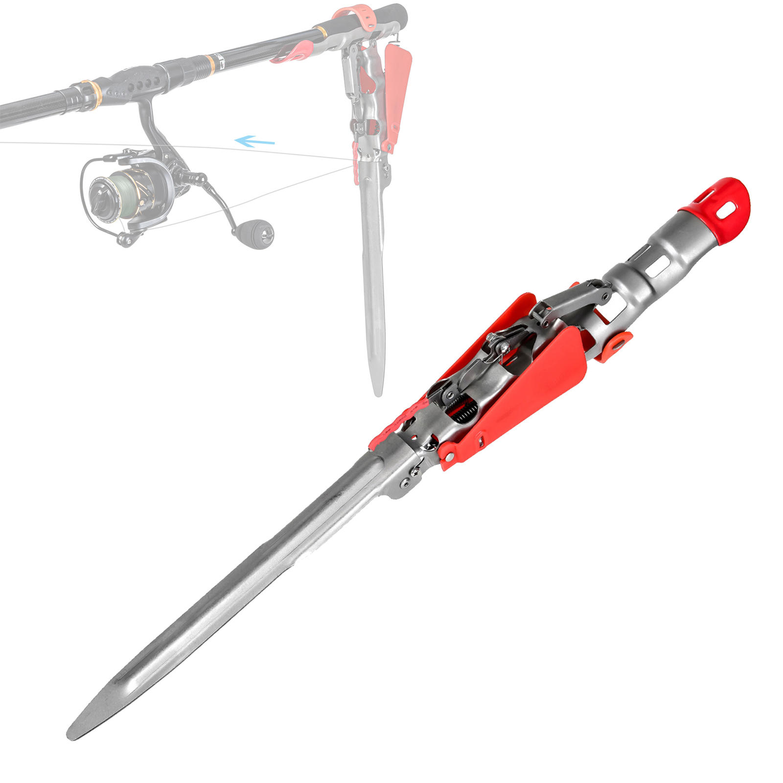 Automatic Spring Fishing Rod Holder Adjustable Sensitivity Fishing Bracket Folding Stainless Steel Auto Fish Catcher Rod Stand