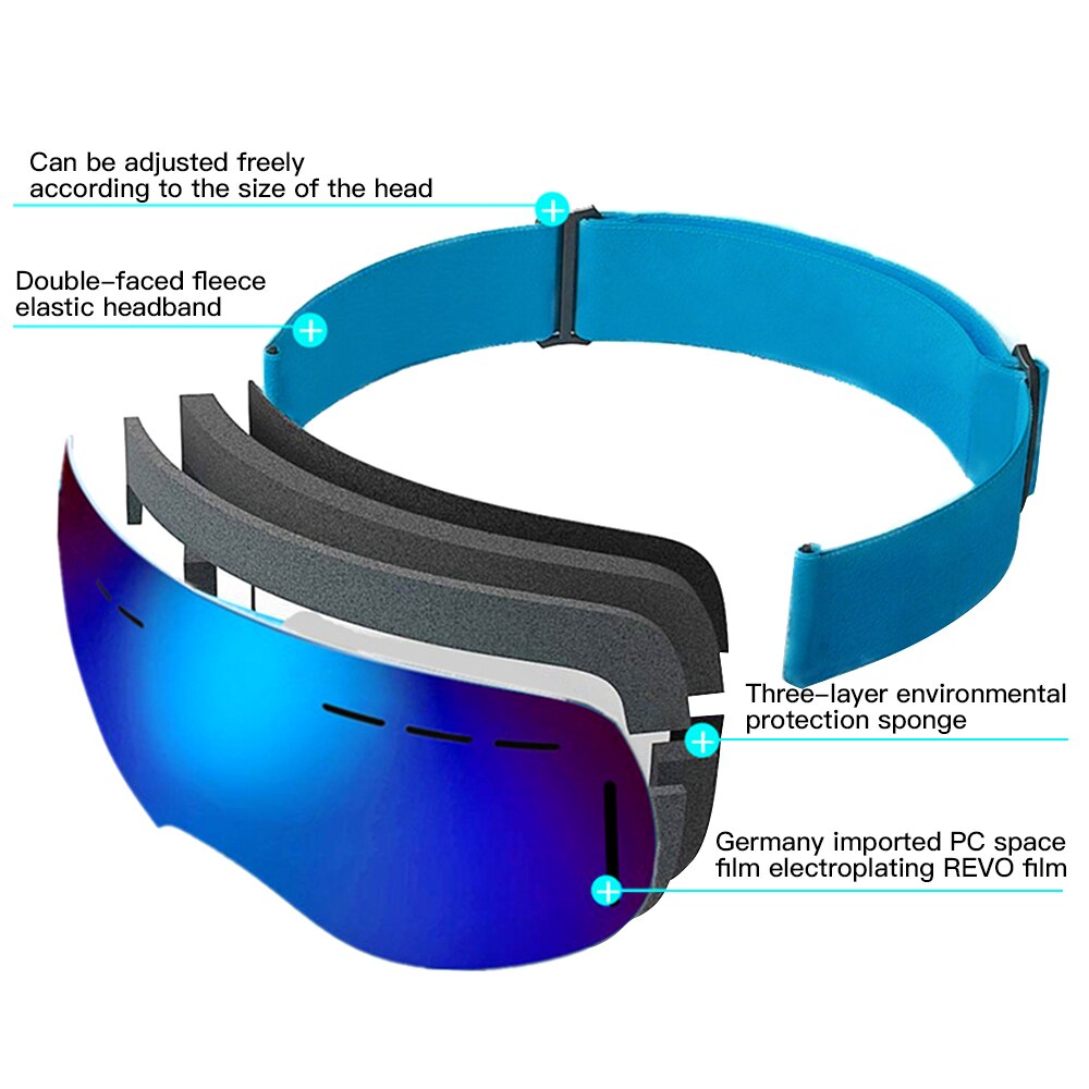 Winter Ski Goggles Unisex Snowboard Goggles Gear Skiën Sport Volwassen Eyewear Anti-Fog Uv Lens Abs Ski Mask Outdoor sport