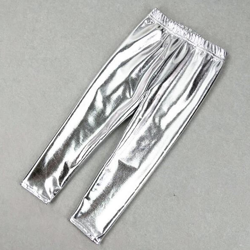 Pantalones dorados y mallas de plata para niños con aspecto de brillante pantalón dorado para primavera y otoño