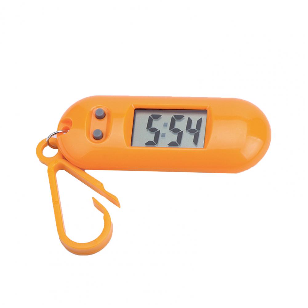 Electronic Clock Student Keychain Watch Silent LCD Digital Display Portable Student Exam Study Desktop Clock Keychain: Orange