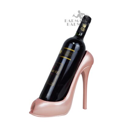 High Heel Shoe Wine Bottle Holder Stylish Rack Basket Accessory for Home Bar Tools: Pink