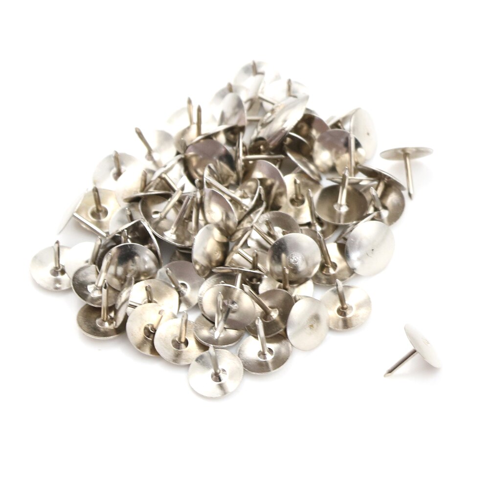 Silver Tone Corkboard Photo Push Pins Thumb Tacks 80Pcs