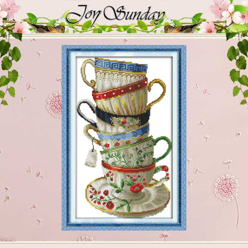 Coffee Cup Counted Cross Stitch 11CT Printed 14CT Cross Stitch Sets Chinese Cross-stitch Kits for Embroidery Needlework