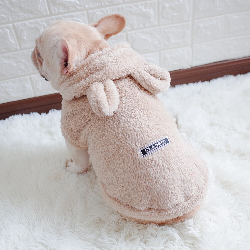 Hund Weste Weiche Fleece Kleidung Für Hunde Cute Bunny Ohr Hund Pyjamas Shirts Winter Warm Hund Kleidung Französisch Bulldogge Schnauzer mantel: Khaki / XXL