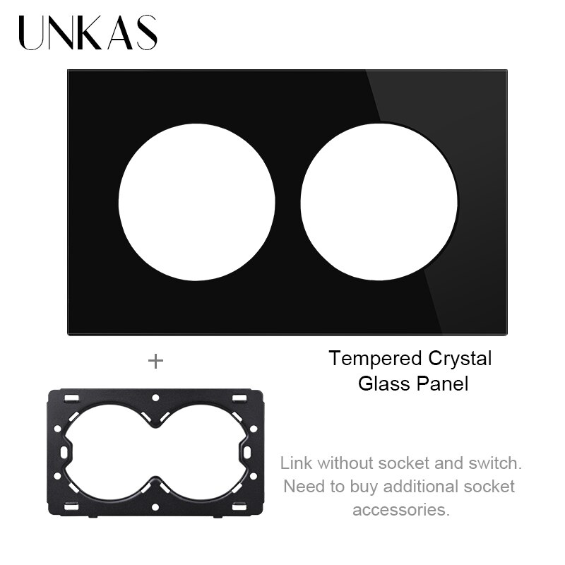 UNKAS Free Combination Single Gray Tempered Crystal Glass Panel Grey Modules DIY Matching For Wall Socket Switch: Black 146 Panel