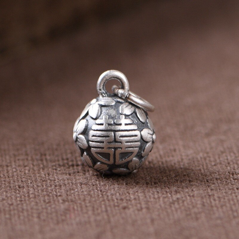 V. Ya Dubbel Geluk Tekens Zilveren Bead Charm Paar Hanger 990 Puur Zilver Fijne Sieraden Accessoires Zonder Ketting