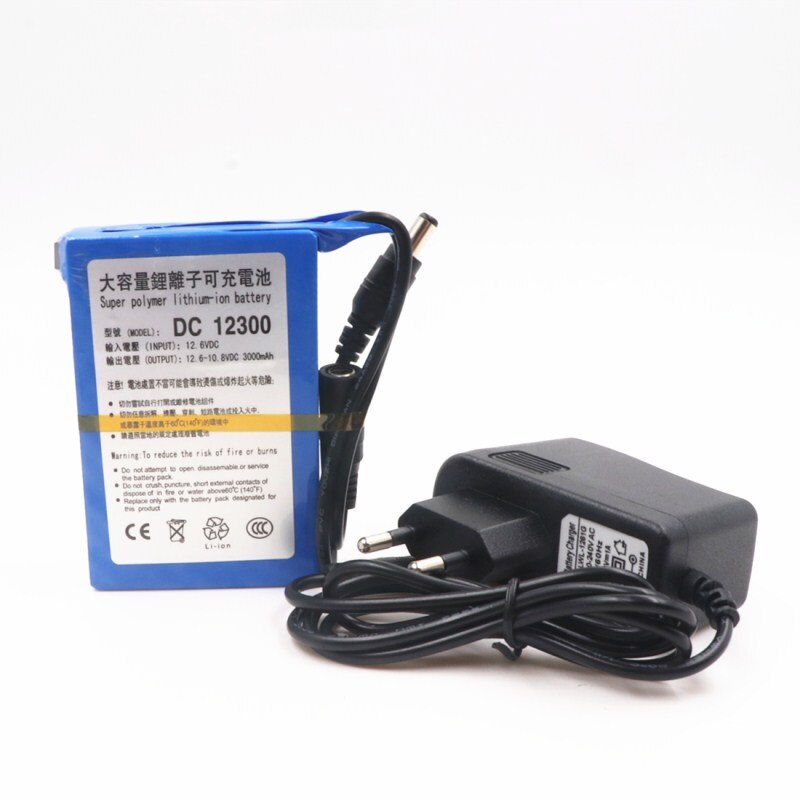 100% nuovo DC 12V 3000mAh Li-ion DC12300 batteria ricaricabile Super con spina per batterie per telecamere CCTV Baterias Bateria