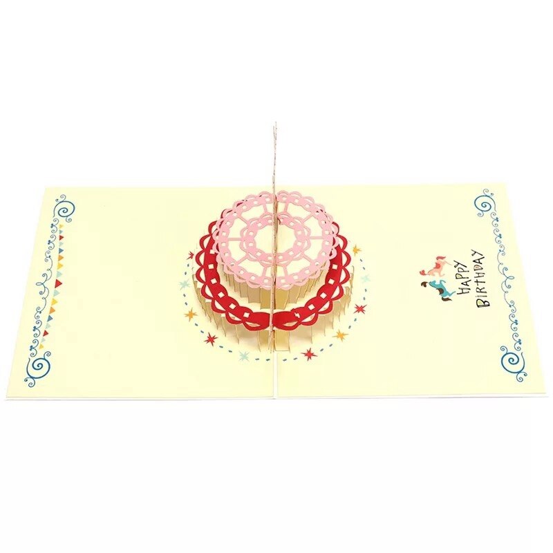 3D Pop UP Cards Birthday Card for Girl Kids Wife Husband Birthday Cake Greeting Card Postcards Card with Envelope Stickers
