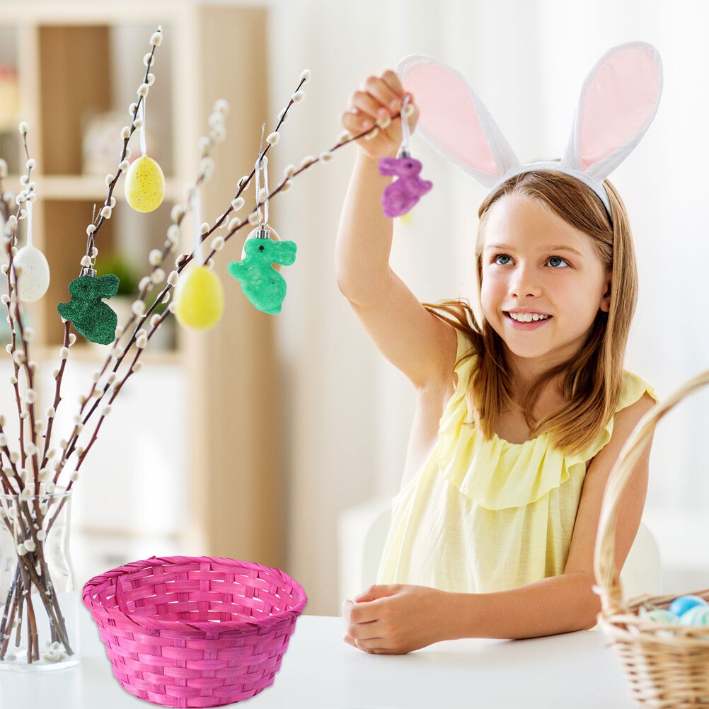 2pcs Storage Basket Durable Practical Easter Basket Fruits Basket Bamboo Baskets for Home Easter Festival