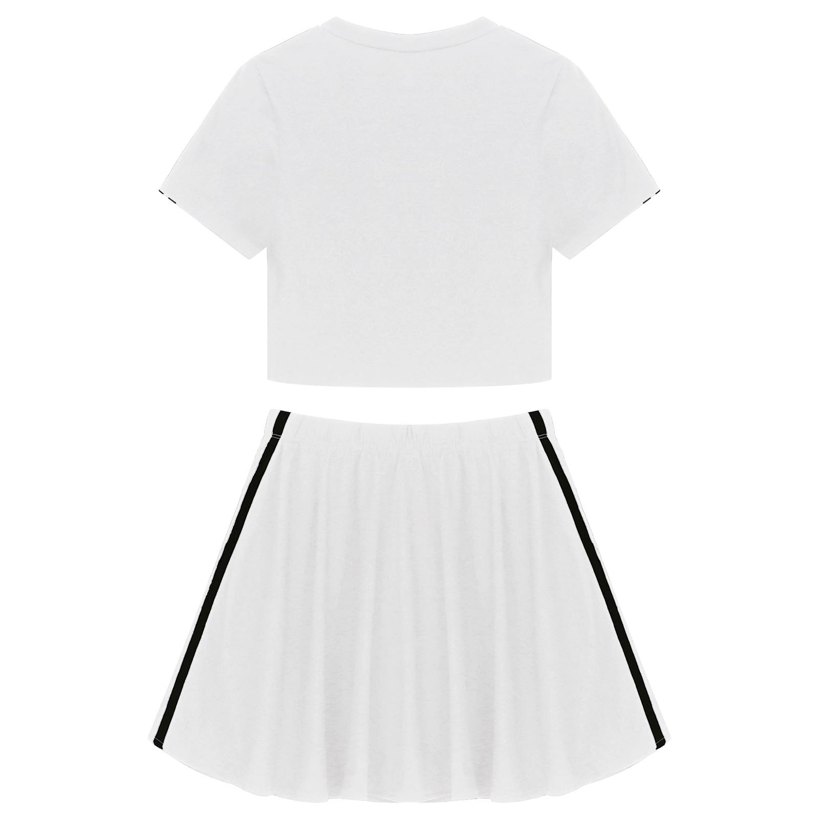 Women Tennis Sets Badminton Sports Outfits Short Sleeves Sport Crop Tops and Skirt with Underwear Modern Dance Cheering Uniforms