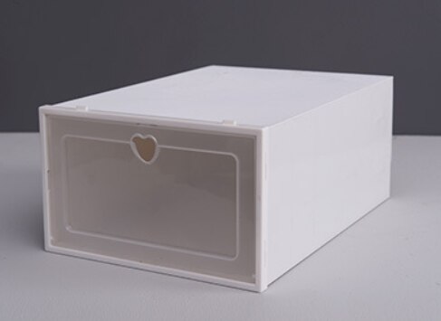 1pc flip skolåda förtjockad genomskinlig skohylla dammtät hopfällbar stapelbar skoorganisator förvaring skoskåp displaylåda: Vit / Män (33 x 23 x 14cm)