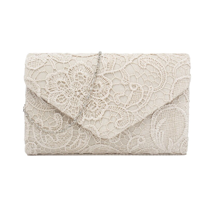 the best women evening bags factory price lace flower pattern envelope lady clutch bag: Champagne