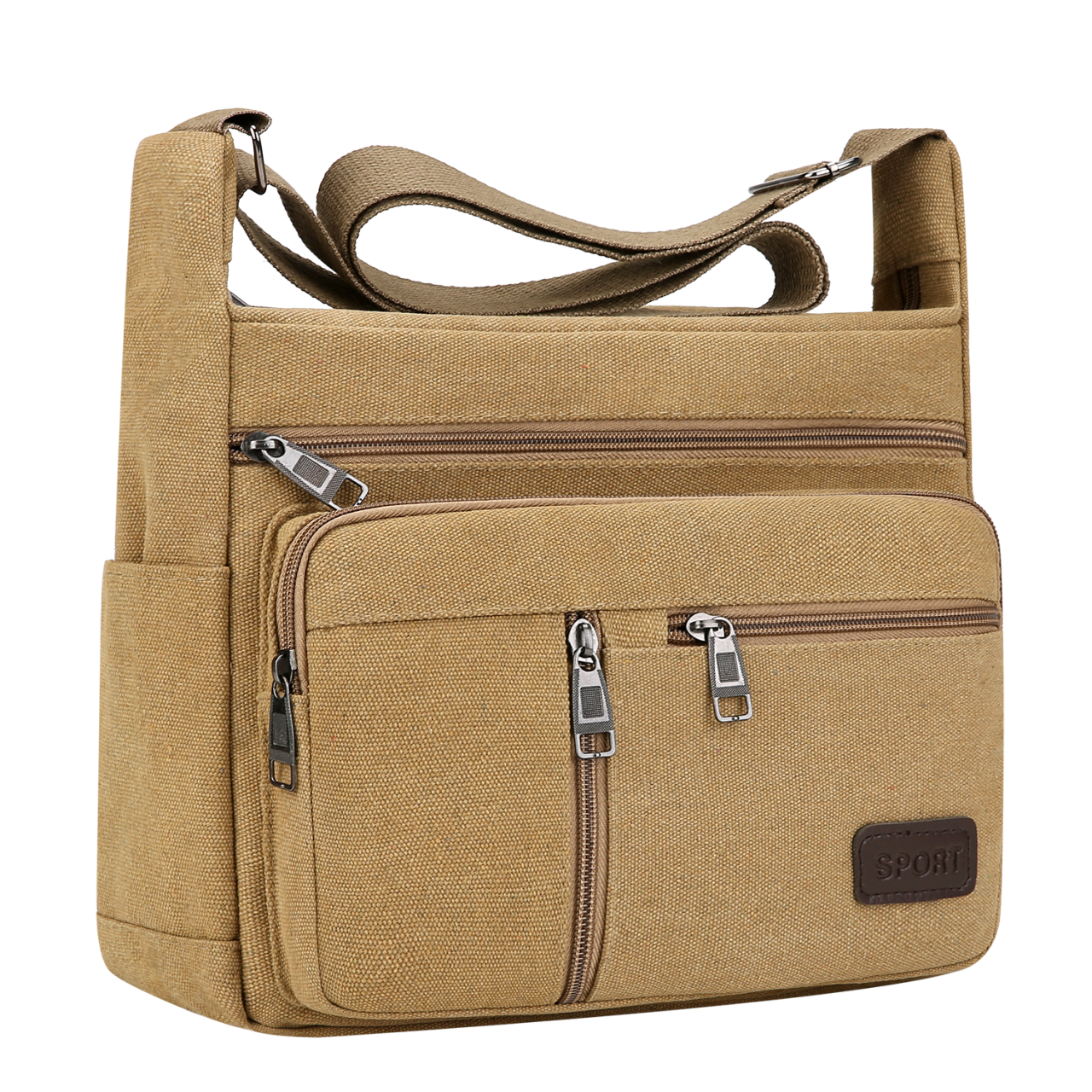 Canvas Schoudertas Fles Mannen Vrouwen Casual Eenvoudige Mode Retro Crossbody Cross Vierkant Gelaagd