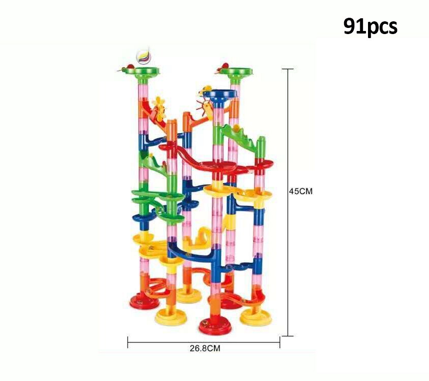 Marble Run Race Track Building Blocks Kids 3D Maze Ball Roll Toy DIY Coaster Set 80/105/109/133pc Christmas: 91pcs no box