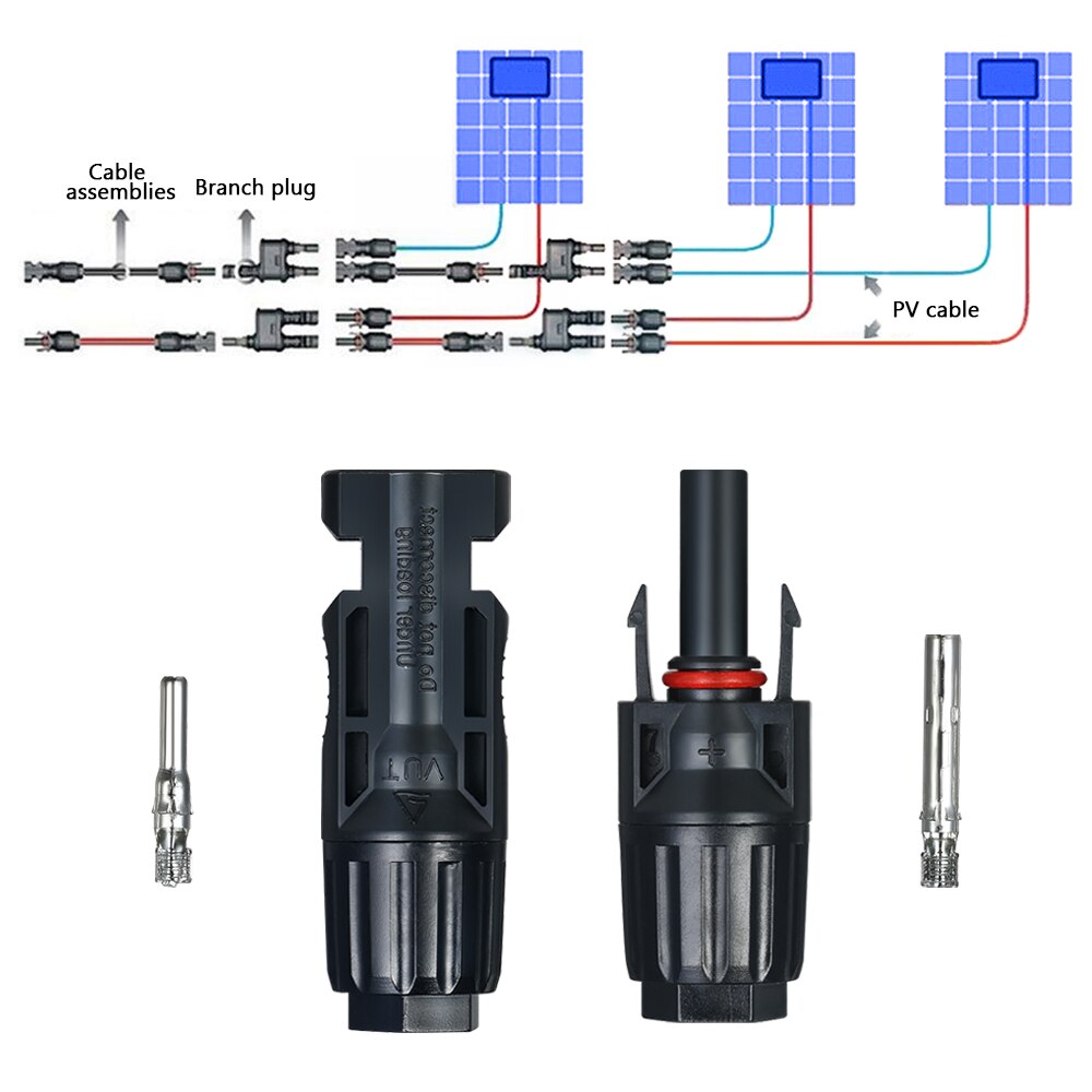 10 20 Pairs Male/Female Solar Panel Cable Connectors with Spanner Assembly Tool for PV System Cable Connectors With Wrench