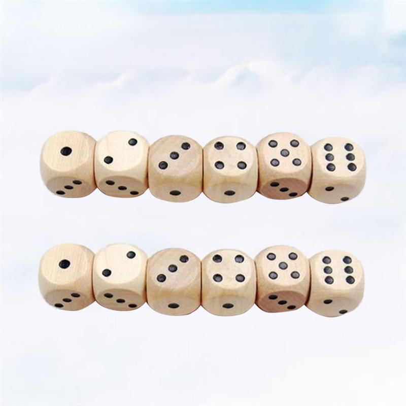 10pcs Wood Dice 16mm Six Sides Durable Yard Dices Sieve Wooden Dice for Games Playing