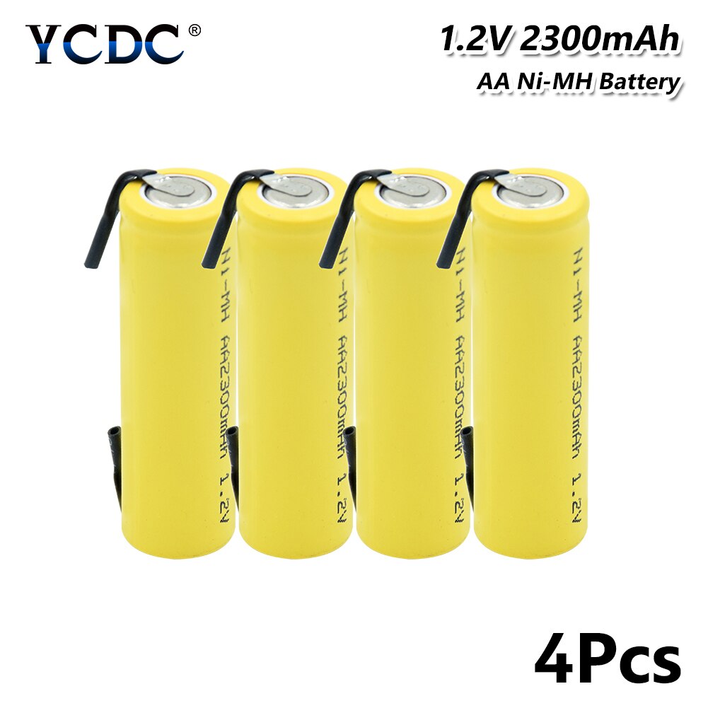 Ni-MH AA Battery 1.2V 2300mAh Rechargeable Batteries Lithium Bateria Welding Nickel Sheet batteries For Toy Flashlight: 4 PCS