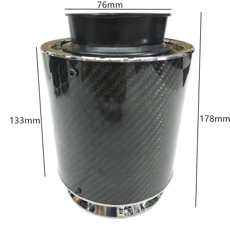 Spsld Universele Interface Luchtfilters Carbon Fiber Air Filter Hoge Prestaties Cold Air Intake Filter Racing Car Air Filter76MM: L