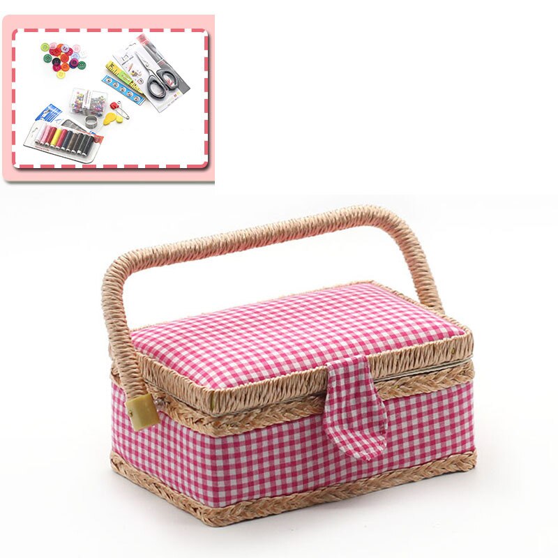 Household Craft Handmade Sewing Basket Thread Needle Storage Box Hanging Organizer Sewing Thread Basket Wedding: Style2 Box with Tool