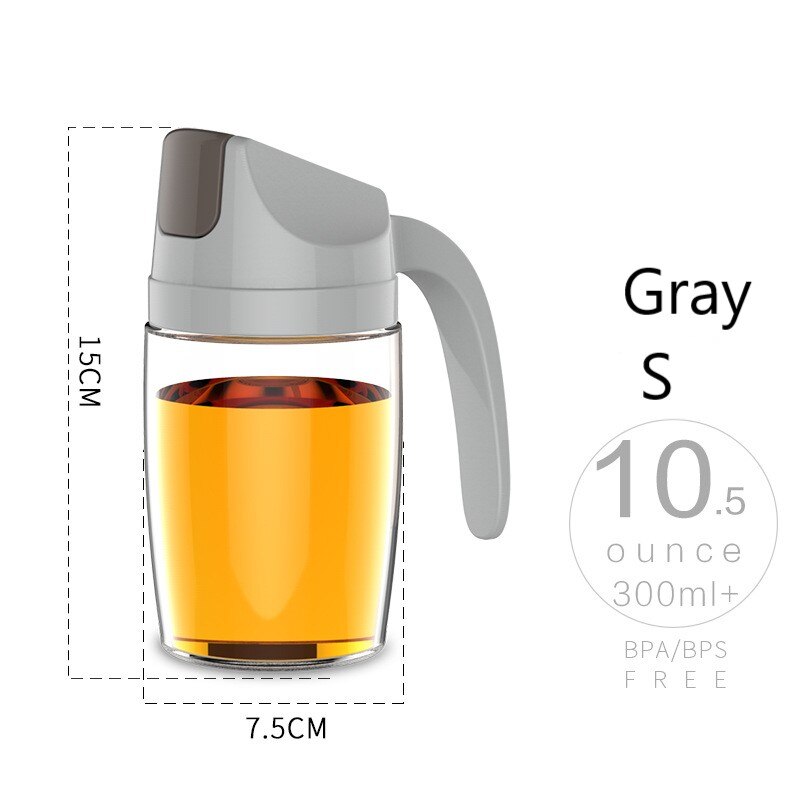 Distributeur de bouteilles d'huile en verre, étanche, à rabat automatique, huile d'olive, vinaigre, condiments, Transparent, accessoires de cuisine: 300ml Gray