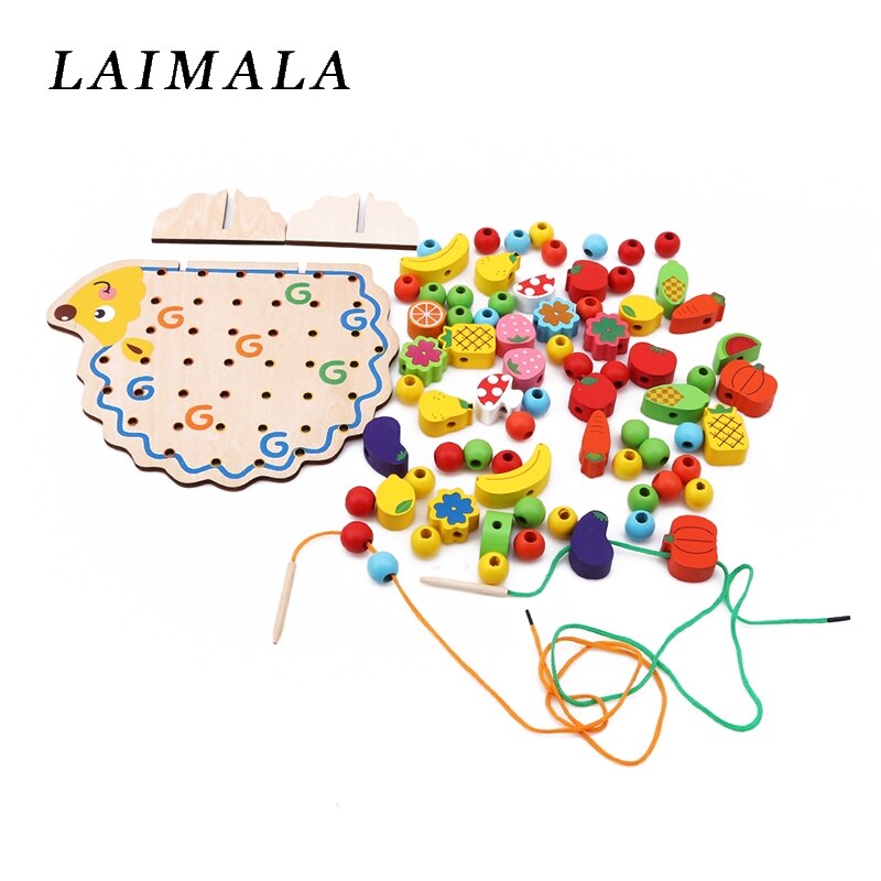 Dziecko sznurki koraliki zabawki drewniane jeż owoce jeż owoce sznur koraliki koraliki dziecko dziecko dziecko edukacyjne zabawki