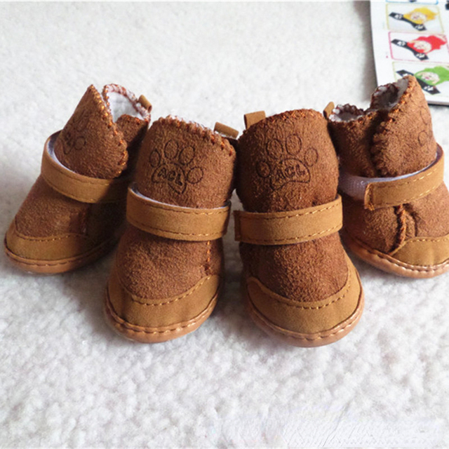Chaussures pour animaux de compagnie, 4 pièces, épaisses et chaudes, bottes en Carton de neige et de pluie, baskets pour chiots, accessoires pour chiens: S / Rouge