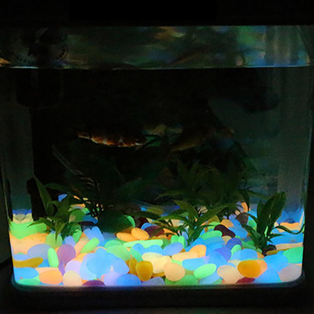 200Pcs Fish tank landscaping Glow DIY Rocks Geometric Shape Glow in Dark Multi-Color Flower Pots Color Stones for Walkways