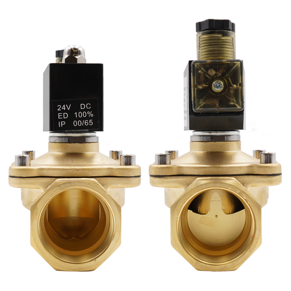 Válvula solenóide de ar de latão elétrico, Válvula solenóide normalmente fechada para água quente óleo ar, AC 220V, DC 12V 24V,0 ~ 1.0Mpa,IP65, G3/8 para G2