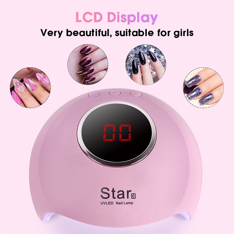 Ster 6 Nail Droger Uv Nagels Lamp Voor Manicure Droog Nail Drogen Gel Ijs Polish Lamp 12 Led Auto Sensor 30 S 60 S 90 S Nail Art Gereedschap