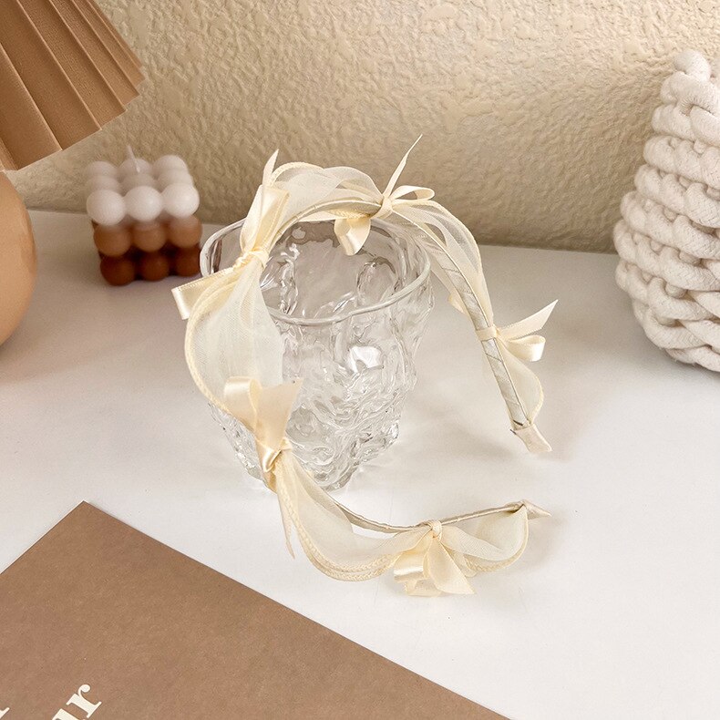 Diadema con lazo de para mujer, diadema de malla de encaje con borde fino simple, temperamento de princesa, accesorios para el cabello que combinan con todo: Gris