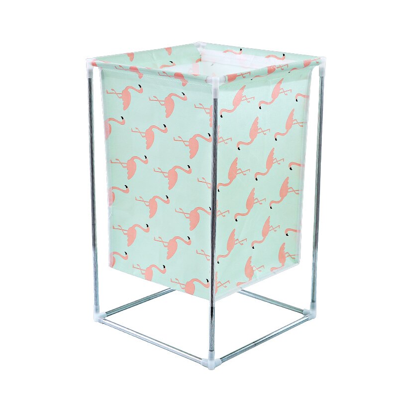 Wrought iron folding laundry basket laundry basket storage bin toy receive clothes dirty clothes basket laundry basket: Flamingo