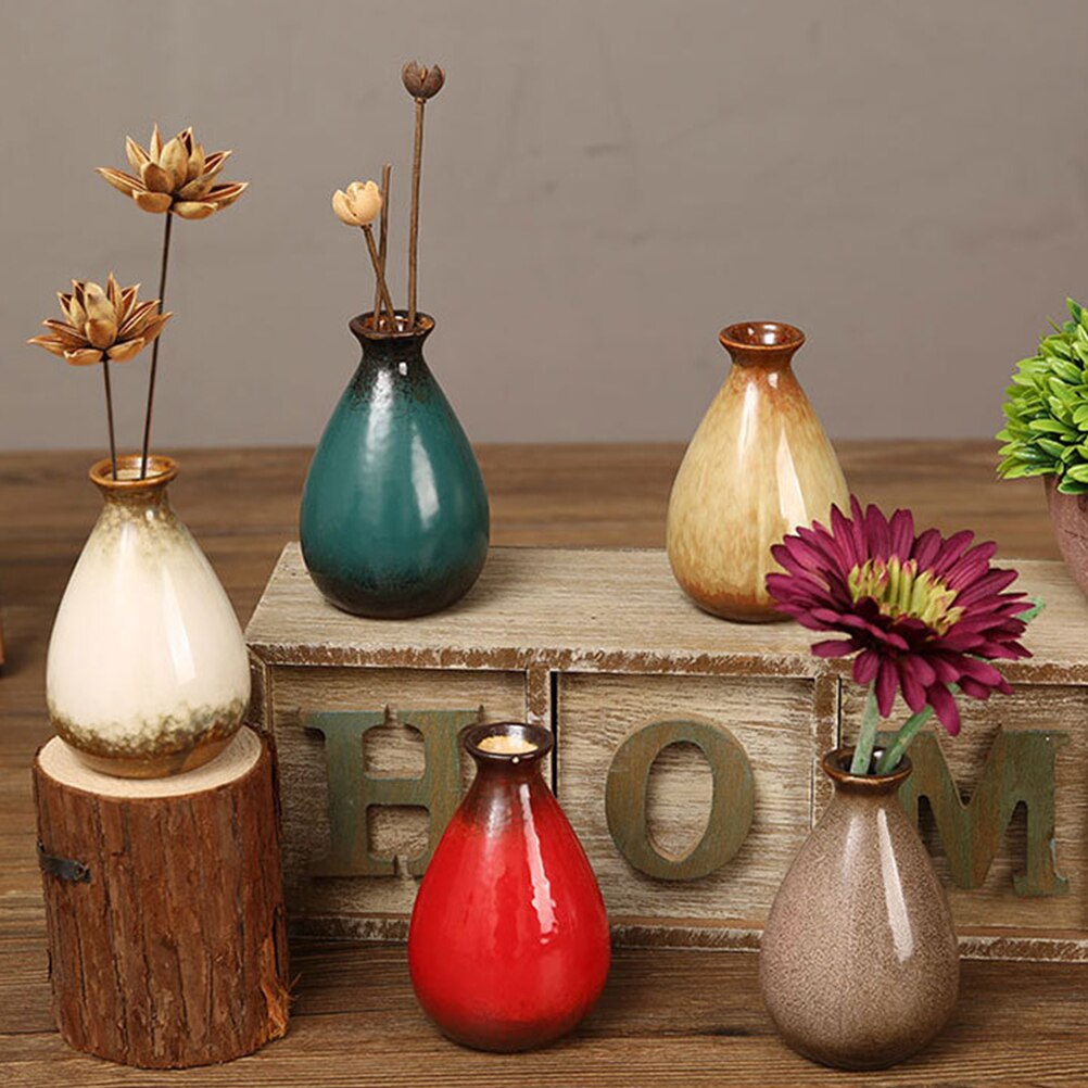 1pc Ceramic Vase Simple Flower Arrangement Dry Flower Vase Desktop Decoration for Office Hotel Home (Green)