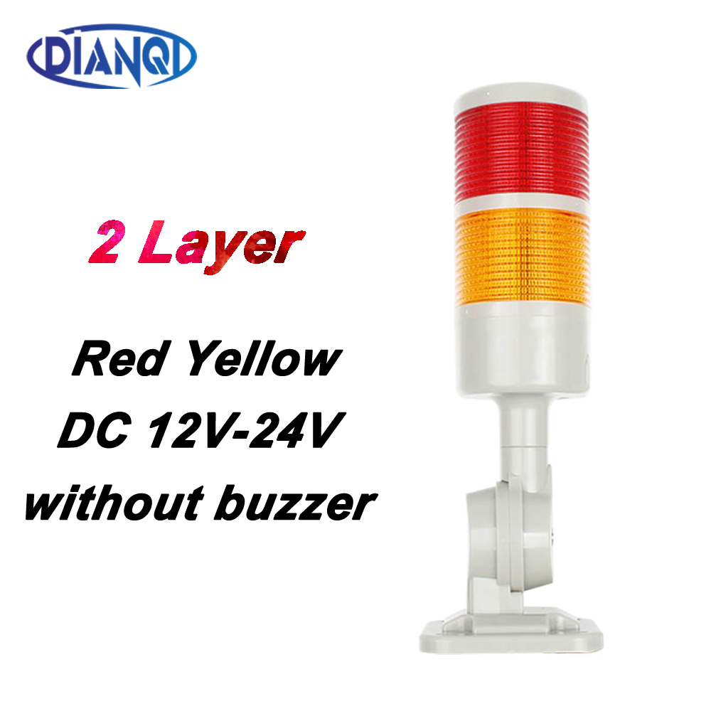2 layers Rotatable 180 Stack light Red warning light industrial for CNC machine DC 24V 12V AC220V 110V Steady flashing light LED: CS2-12-24V-R-Y