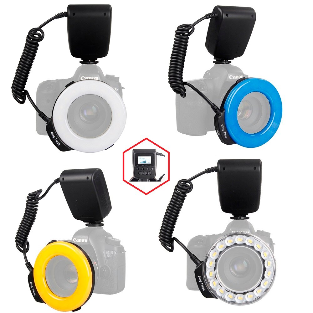 Travor LED Flash Ring Light 18 PCS LED Macro Ring Flash RF-600D For NIKON Canon Olympus SONY Panasonic Speedlite LCD Display