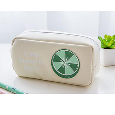 Pensils, cartuchera escolar, fruta de PU, gran capacidad, papelería, bolsa de lápices, equipaje bolso organizador, suministro de lápices escolares para niño y niña: Design D